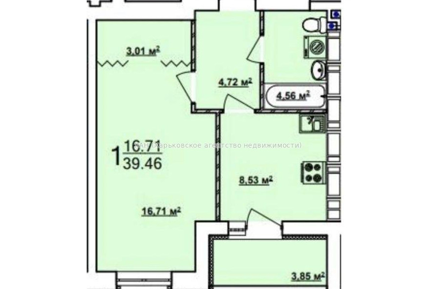 Продам квартиру, Мира ул. , 1 кім., 39.45 м², без внутренних работ 