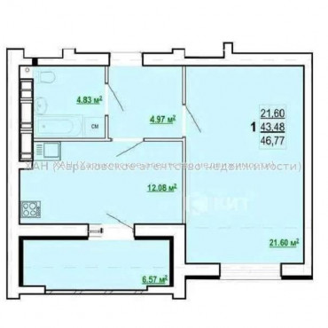 Продам квартиру, Полтавский Шлях ул. , 1  ком., 46 м², без внутренних работ 