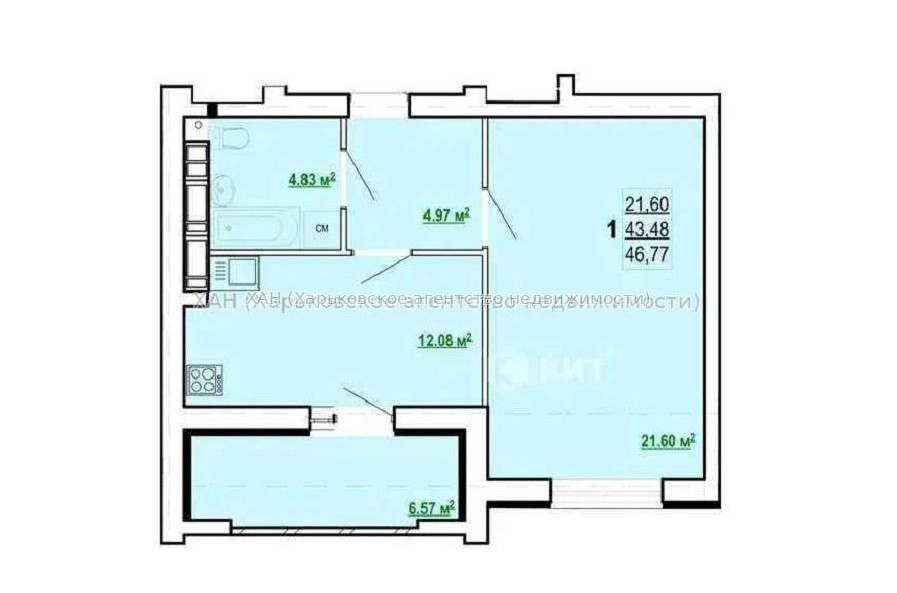Продам квартиру, Полтавский Шлях ул. , 1 кім., 46 м², без внутренних работ 