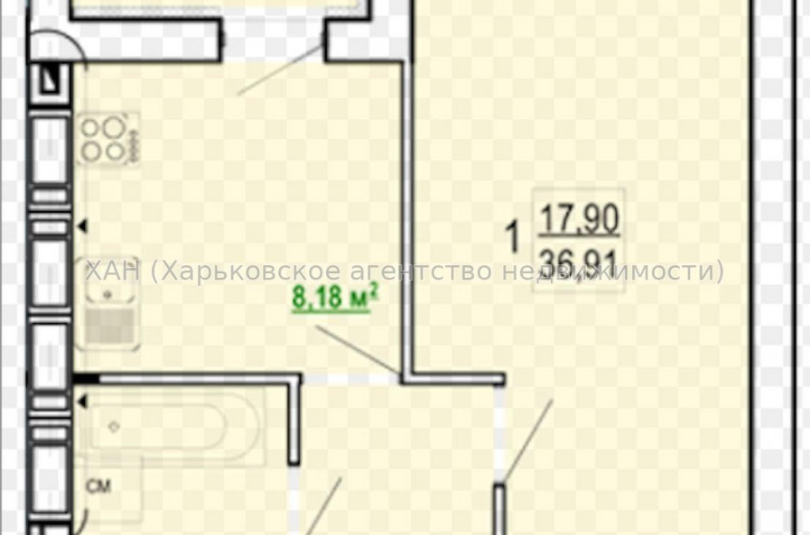 Продам квартиру, Шевченко ул. , 1 кім., 37 м², без внутренних работ 