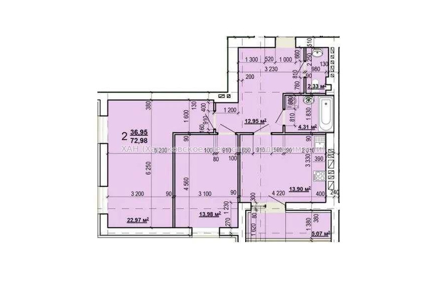 Продам квартиру, Мира ул. , 2  ком., 74 м², без внутренних работ 