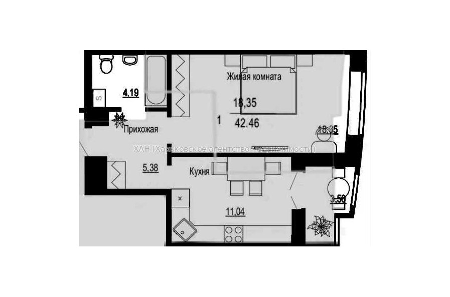 Продам квартиру, Гвардейцев Широнинцев ул. , 1  ком., 43 м², без внутренних работ 