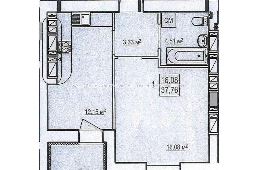 Продам квартиру, Шевченко ул. , 1 кім., 37 м², без внутренних работ 
