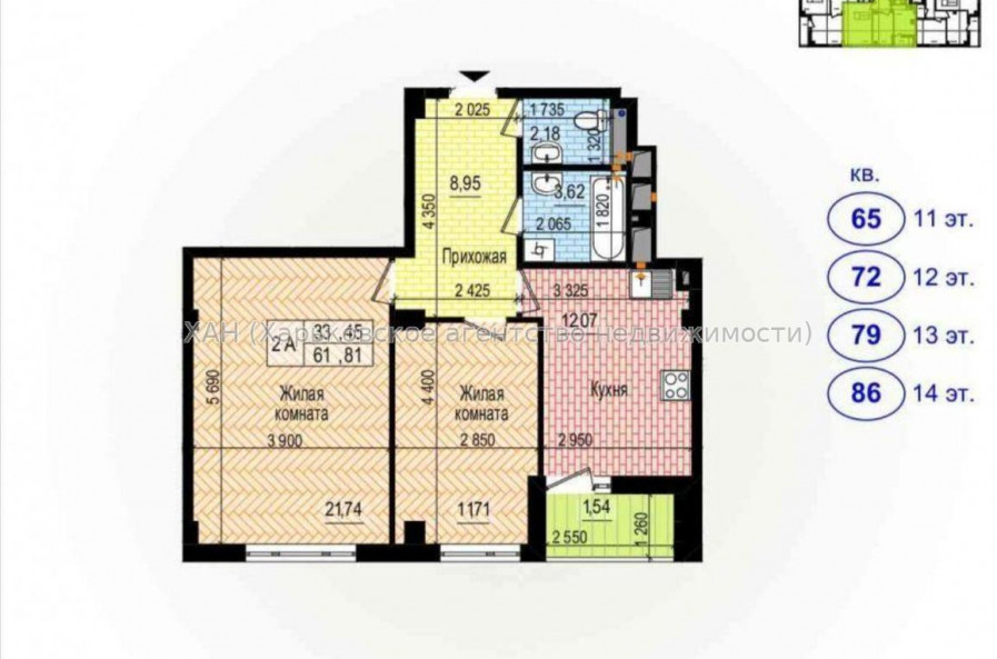 Продам квартиру, Льва Ландау просп. , 2  ком., 62 м², без внутренних работ 