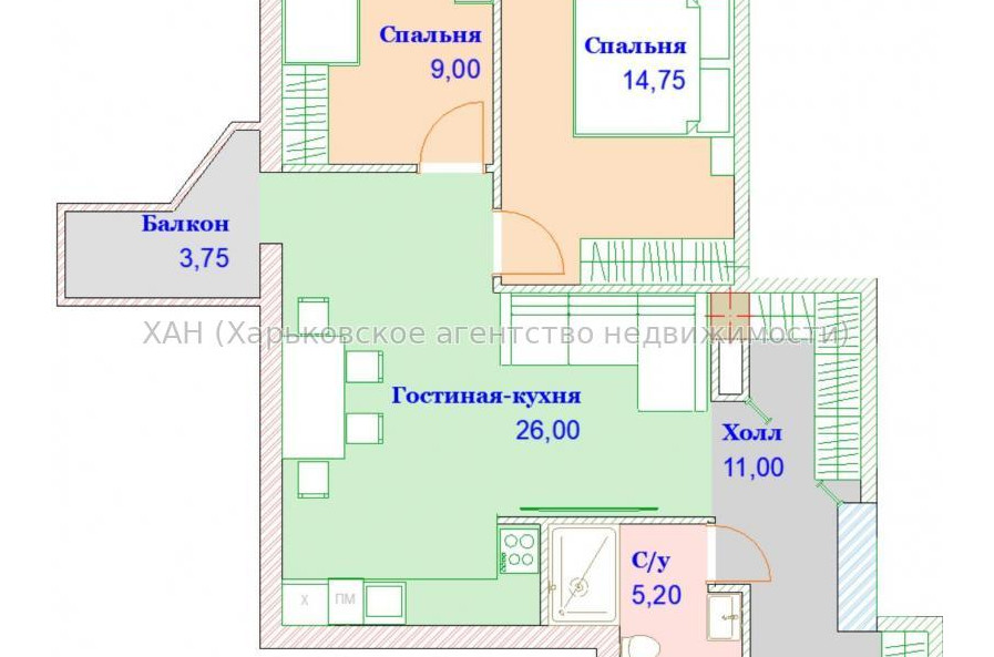 Продам квартиру, Науки просп. , 3  ком., 68 м², без внутренних работ 