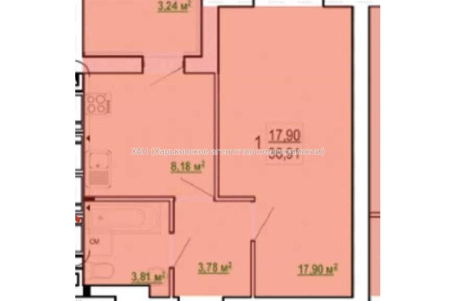 Продам квартиру, Шевченко ул. , 1 кім., 37 м², без внутренних работ 
