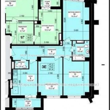 Продам квартиру, Героев Харькова просп. , 3  ком., 81 м², без внутренних работ 