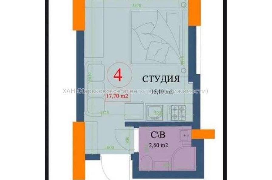 Продам квартиру, Куликовская ул. , 1  ком., 15 м², без внутренних работ 