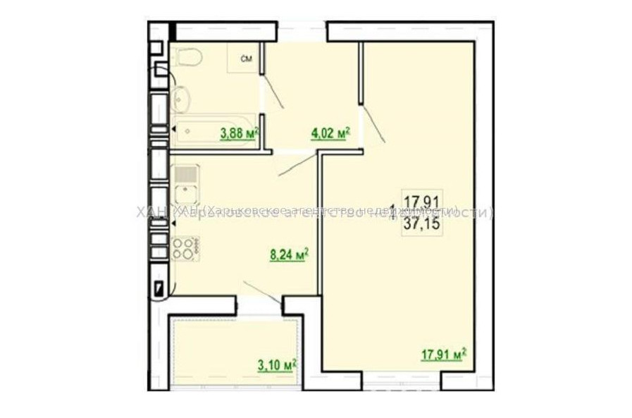 Продам квартиру, Шевченко ул. , 1  ком., 37 м², без ремонта 