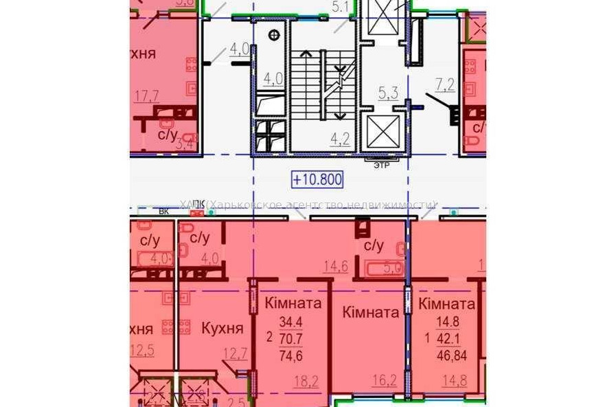 Продам квартиру, Авиационная ул. , 2 кім., 72 м², без внутренних работ 