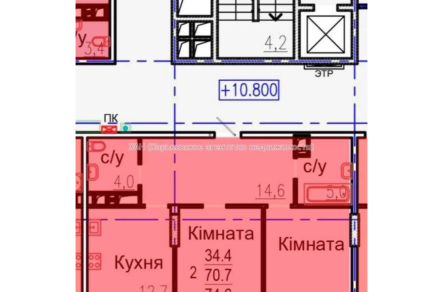 Продам квартиру, Авиационная ул. , 2 кім., 72 м², без внутренних работ 