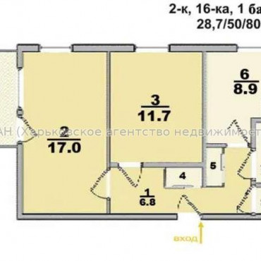 Продам квартиру, Архитекторов ул. , 2  ком., 50 м², советский ремонт  - фото 3 Продам квартиру, Архитекторов ул. , 2  ком., 50 м², советский ремонт