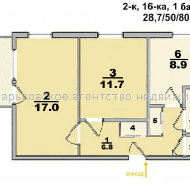 Продам квартиру, Архитекторов ул. , 2  ком., 50 м², советский ремонт 