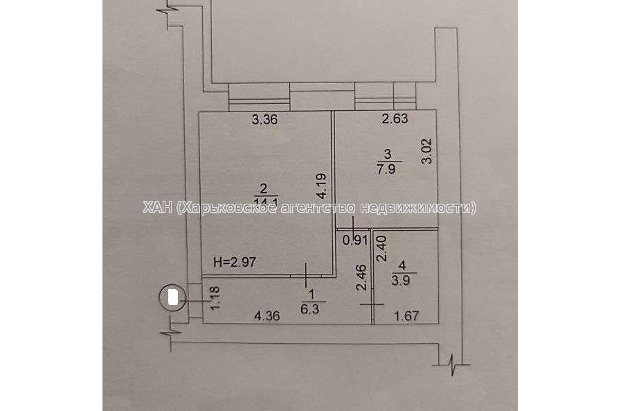 Продам квартиру, Пискуновский пер. , 1 кім., 33 м², без внутренних работ 