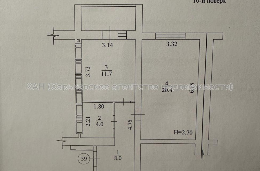 Продам квартиру, Елизаветинская ул. , 1 кім., 46 м², без внутренних работ 