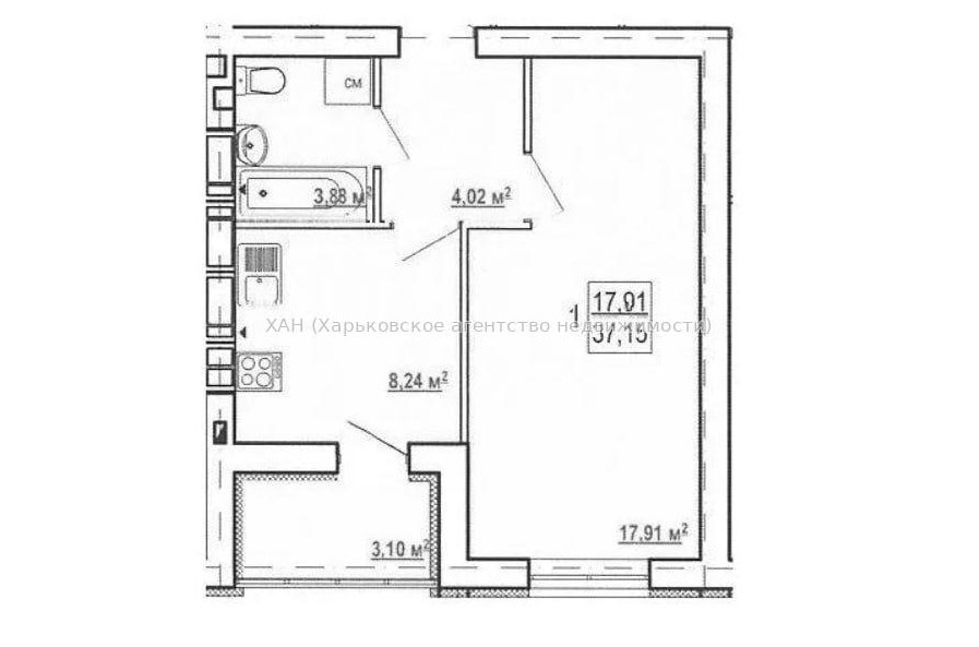 Продам квартиру, Шевченко ул. , 1  ком., 36 м², без отделочных работ 