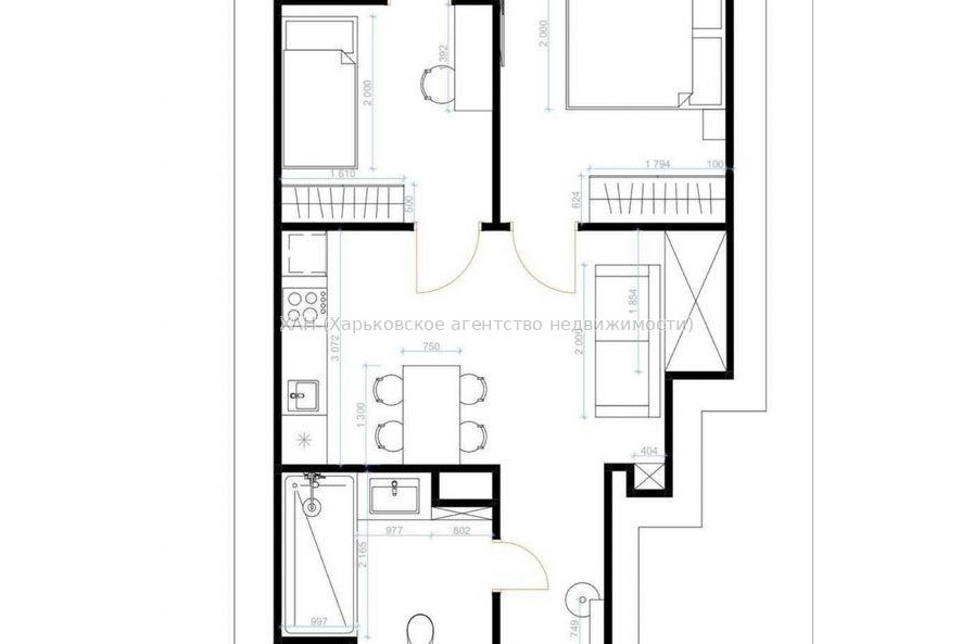 Продам квартиру, Куликовская ул. , 2 кім., 52 м², без внутренних работ 