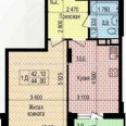 Продам квартиру, Льва Ландау просп. , 1  ком., 44 м², без внутренних работ 