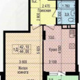 Продам квартиру, Льва Ландау просп. , 1  ком., 44 м², без внутренних работ 