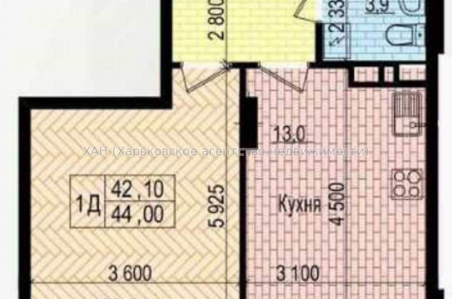 Продам квартиру, Льва Ландау просп. , 1  ком., 44 м², без внутренних работ 