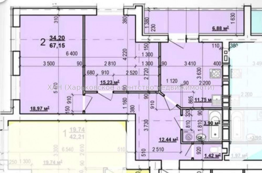 Продам квартиру, Мира ул. , 2 кім., 67 м², без внутренних работ 