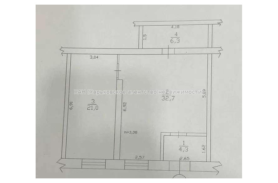 Продам квартиру, Пискуновский пер. , 2  ком., 64 м², без отделочных работ 