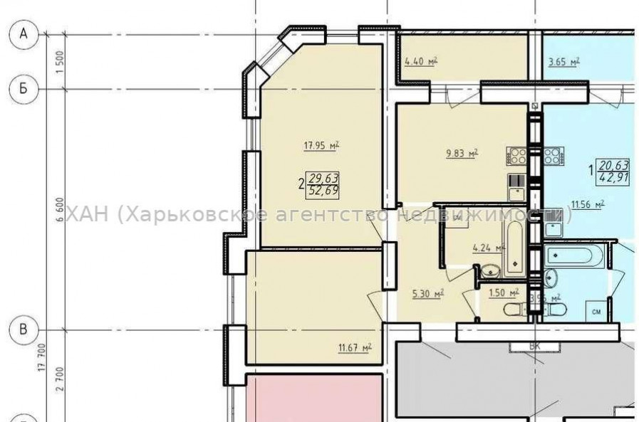Продам квартиру, Елизаветинская ул. , 2  ком., 52 м², без внутренних работ 