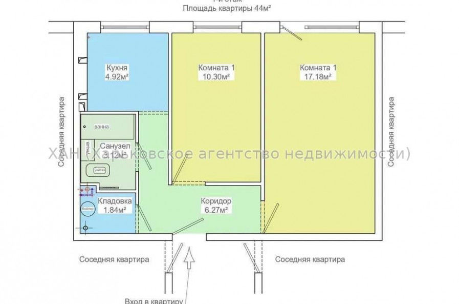 Продам квартиру, Валентиновская ул. , 2  ком., 44 м², капитальный ремонт 