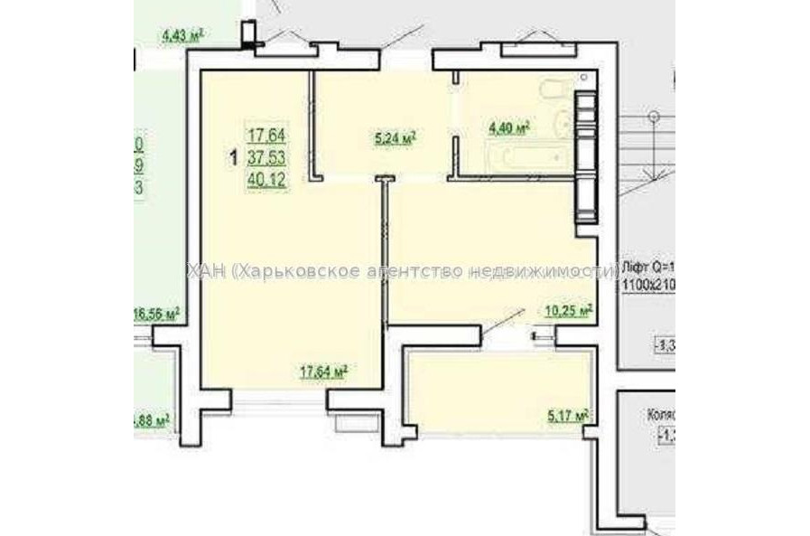 Продам квартиру, Полтавский Шлях ул. , 1  ком., 38 м², без внутренних работ 