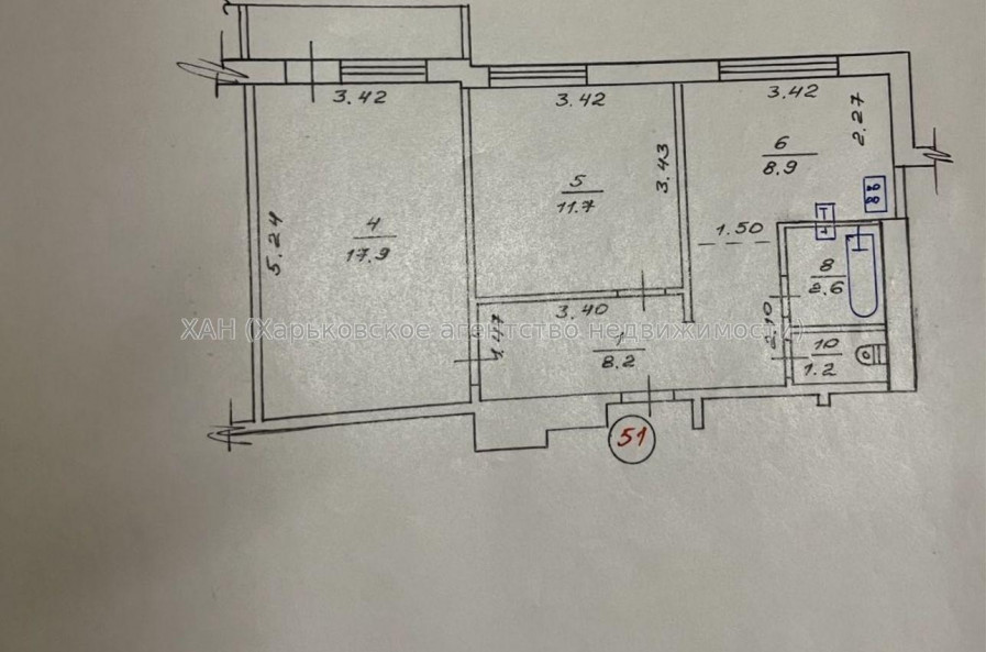 Продам квартиру, Молочная ул. , 2 кім., 51 м², косметический ремонт 