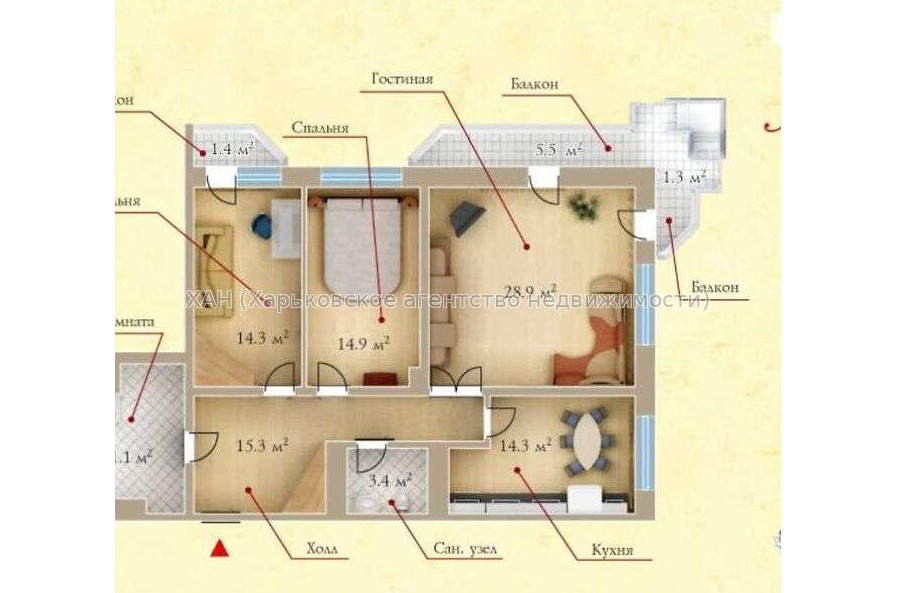 Продам квартиру, Науки просп. , 3  ком., 108 м², без ремонта 