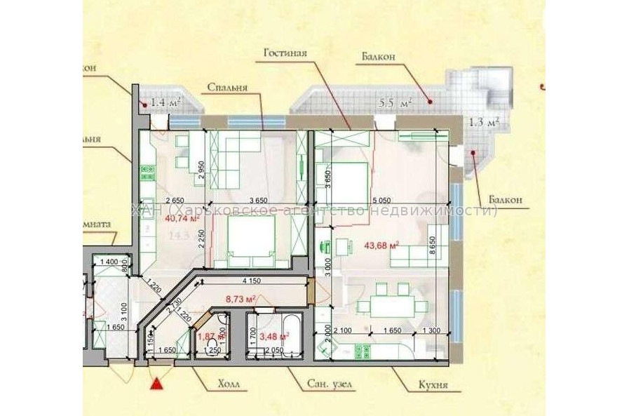 Продам квартиру, Науки просп. , 3  ком., 108 м², без ремонта 