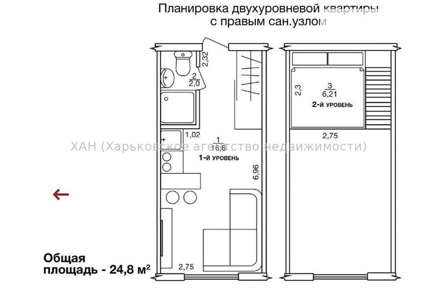 Продам квартиру, Шевченковский пер. , 1 кім., 24 м², без внутренних работ 