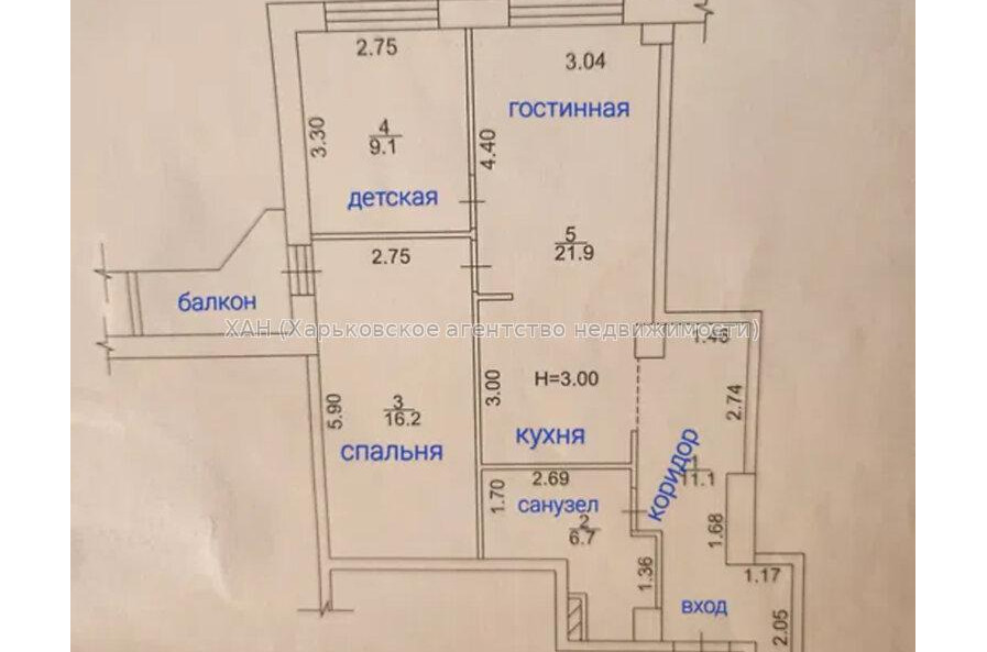 Продам квартиру, Науки просп. , 2 кім., 68.80 м², без отделочных работ 