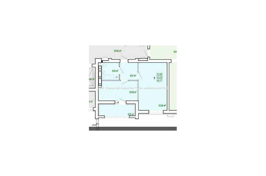 Продам квартиру, Полтавский Шлях ул. , 1 кім., 46.77 м², без внутренних работ 