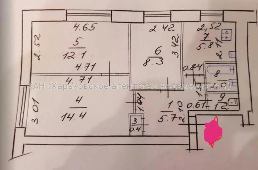 Продам квартиру, Северина Потоцкого пер. , 3 кім., 50 м², частичный ремонт 