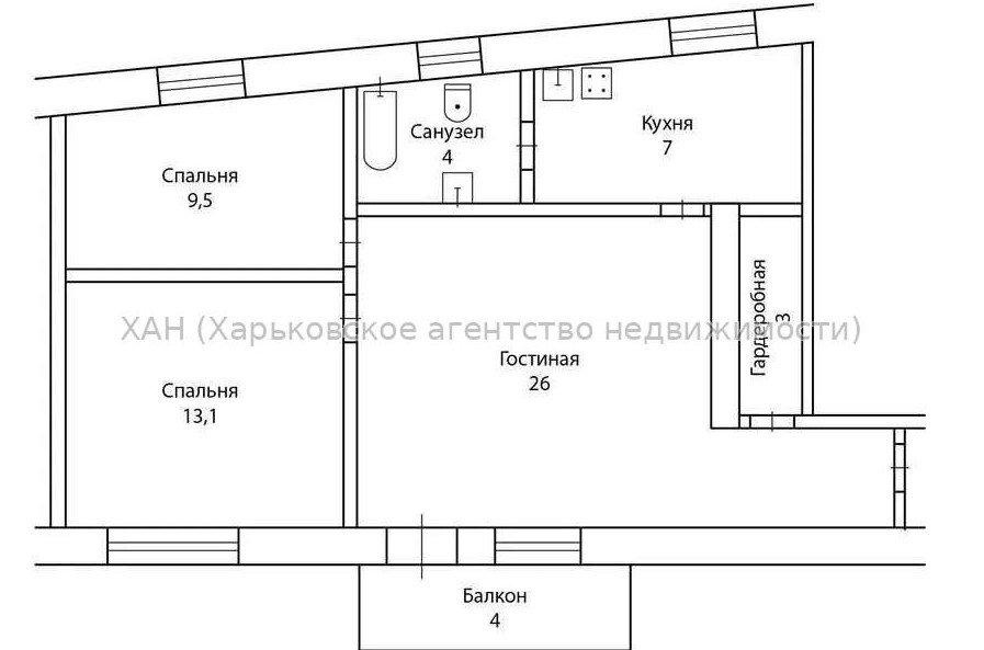 Продам квартиру, Полтавский Шлях ул. , 3  ком., 62 м², косметический ремонт 