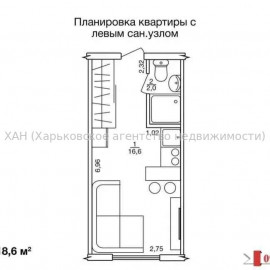 Продам квартиру, Веселая ул. , 1 кім., 18.60 м², без внутренних работ