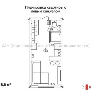 Продам квартиру, Веселая ул. , 1 кім., 18.60 м², без внутренних работ 