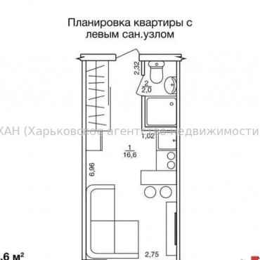 Продам квартиру, Веселая ул. , 1 кім., 18.60 м², без внутренних работ 
