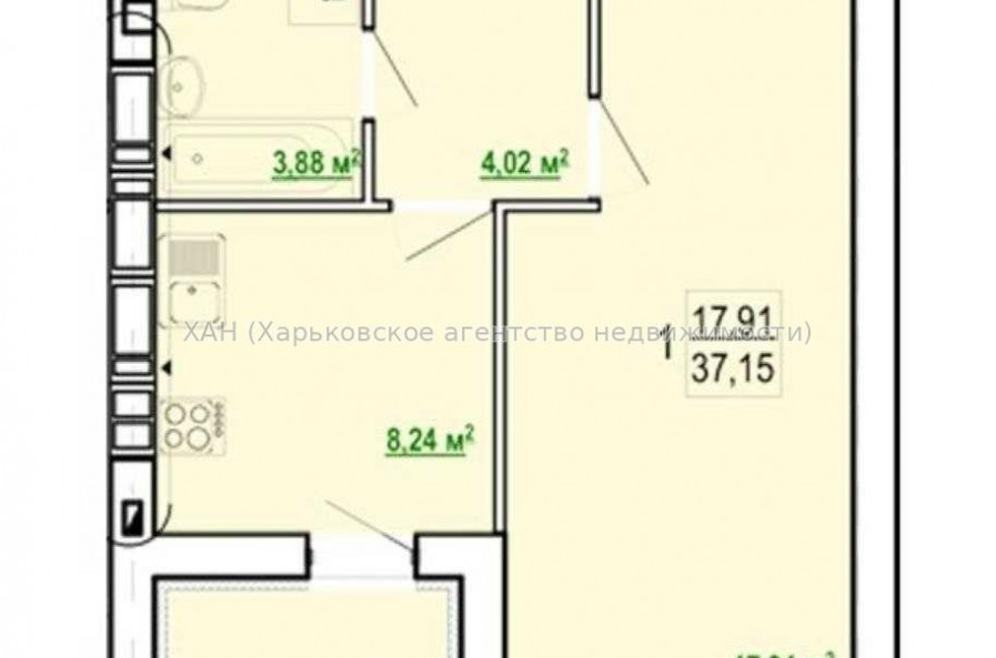 Продам квартиру, Шевченко ул. , 1  ком., 37 м², без внутренних работ 
