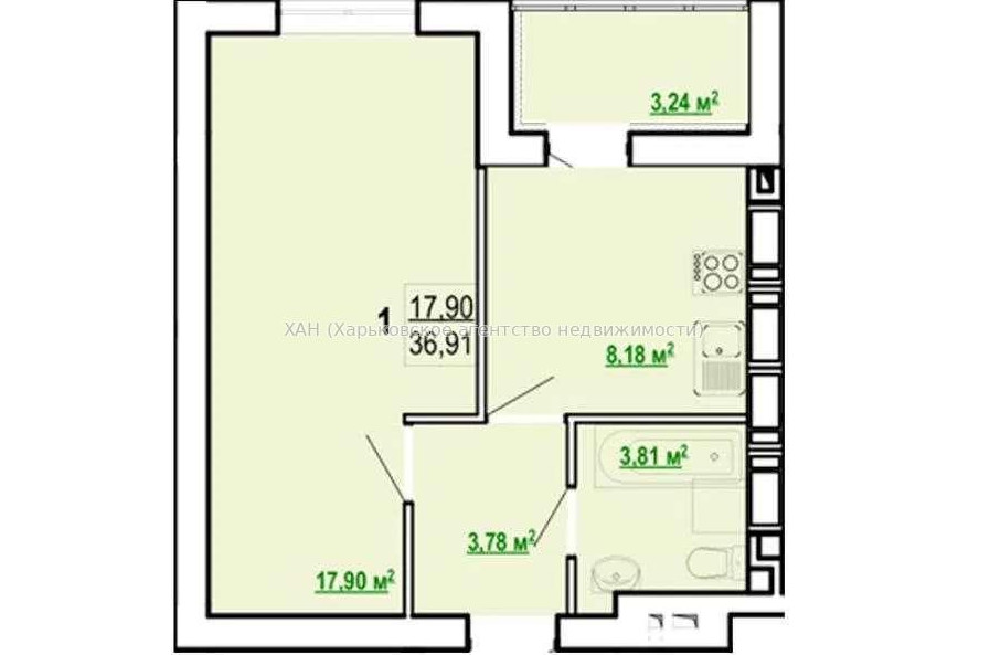 Продам квартиру, Шевченко ул. , 1  ком., 37 м², без внутренних работ 