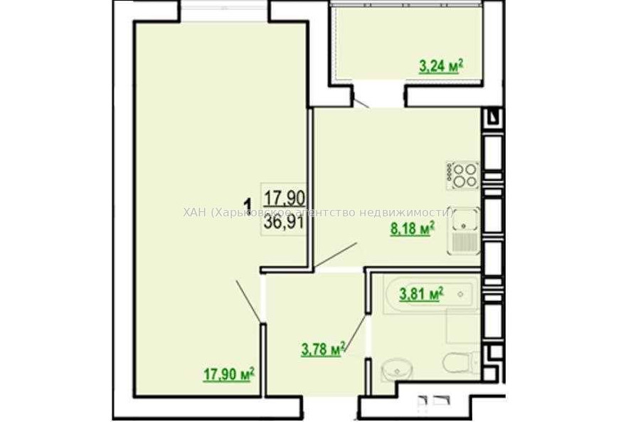 Продам квартиру, Шевченко ул. , 1  ком., 37 м², без внутренних работ 