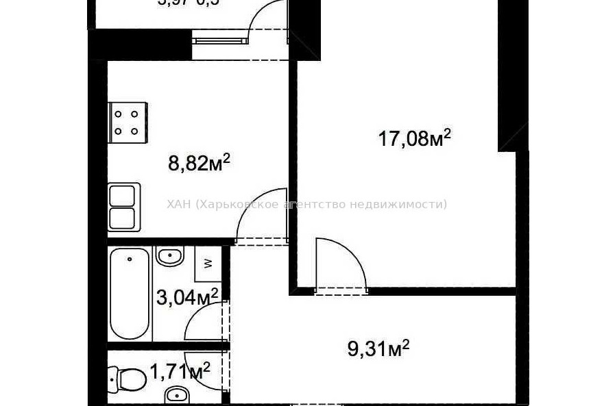 Продам квартиру, Куряжская ул. , 1 кім., 45 м², без внутренних работ 
