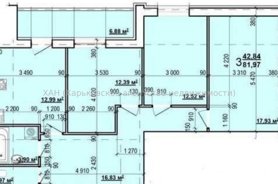 Продам квартиру, Героев Харькова просп. , 3  ком., 82 м², без внутренних работ 