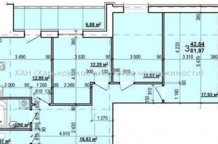 Продам квартиру, Героев Харькова просп. , 3  ком., 82 м², без внутренних работ 