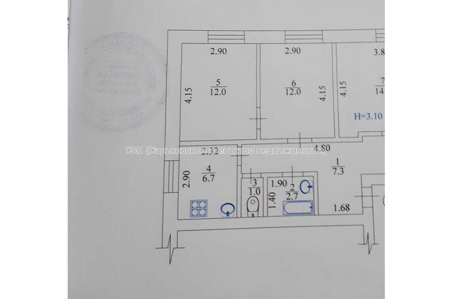 Продам квартиру, Руставели ул. , 3  ком., 56 м², косметический ремонт 