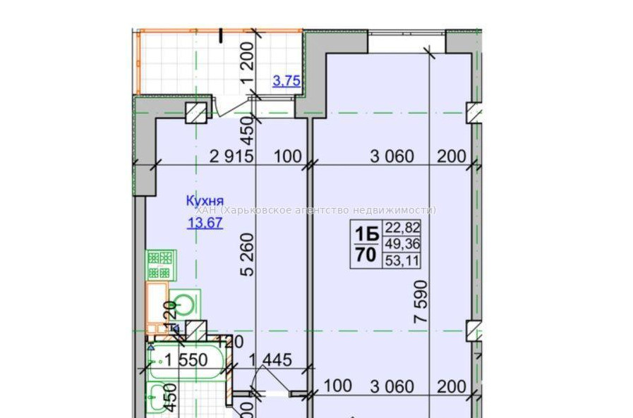 Продам квартиру, Братьев Гипиков ул. , 1 кім., 53 м², без внутренних работ 