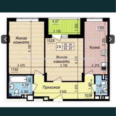 Продам квартиру, Льва Ландау просп. , 2 кім., 64.50 м², без внутренних работ 
