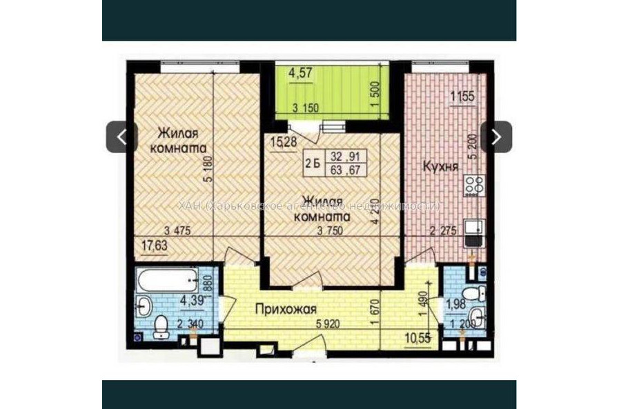 Продам квартиру, Льва Ландау просп. , 2 кім., 64.50 м², без внутренних работ 